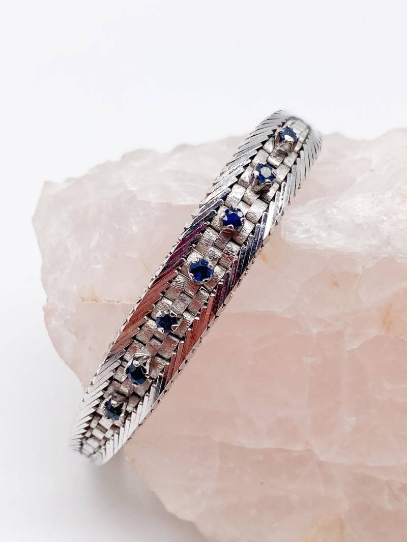 60Er Jahre Saphir Armband Aus Altem 835 Silber von MagnetBerlin