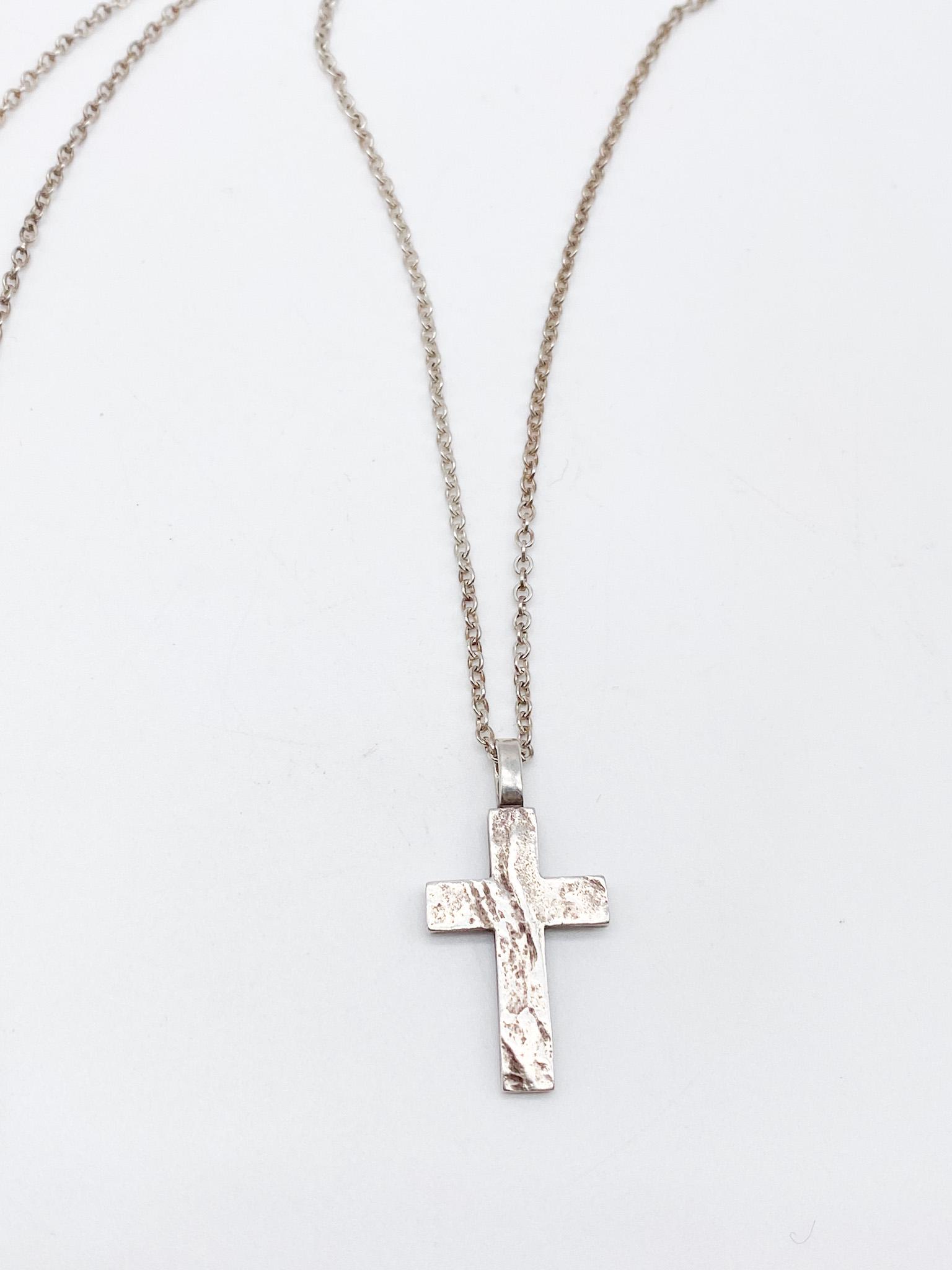 60Er Jahre Vintage Kette Altes 835 Silber Mit Kreuz Anhänger von MagnetBerlin