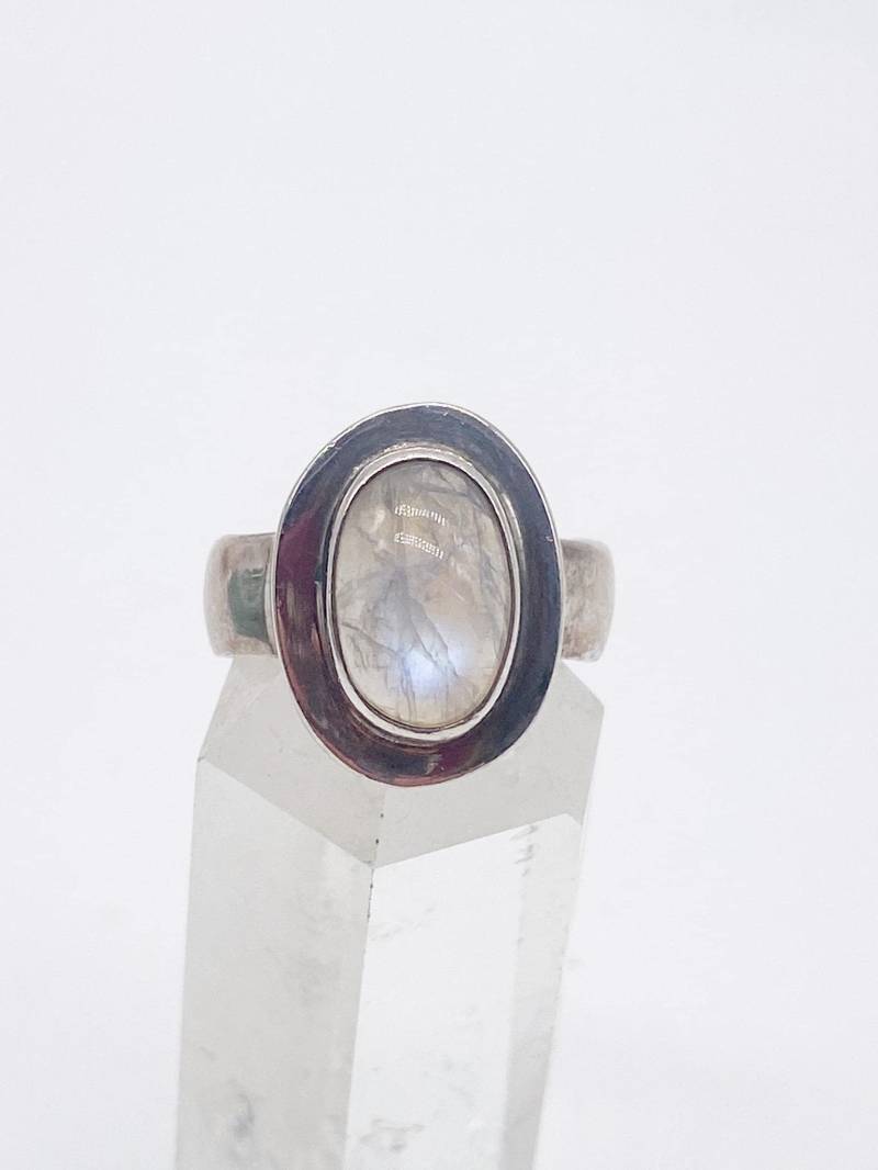 70Er Jahre Mondstein Vintage Ring 925 Silber Blau Weiß Größe 56 - 17, 8 Mm von MagnetBerlin