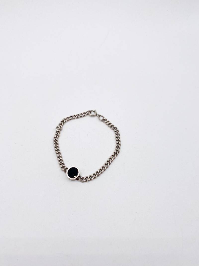 70Er Jahre Vintage Armband Aus Altem 835 Silber Mit Schwarzem Onyx Stein von MagnetBerlin