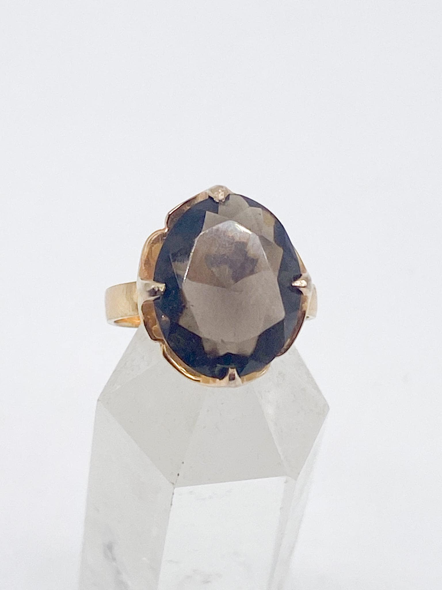 90Er Jahre Rauchtopas Vintage Ring 925 Silber Vergoldet Größe 54/55 - 17, 3 Mm von MagnetBerlin