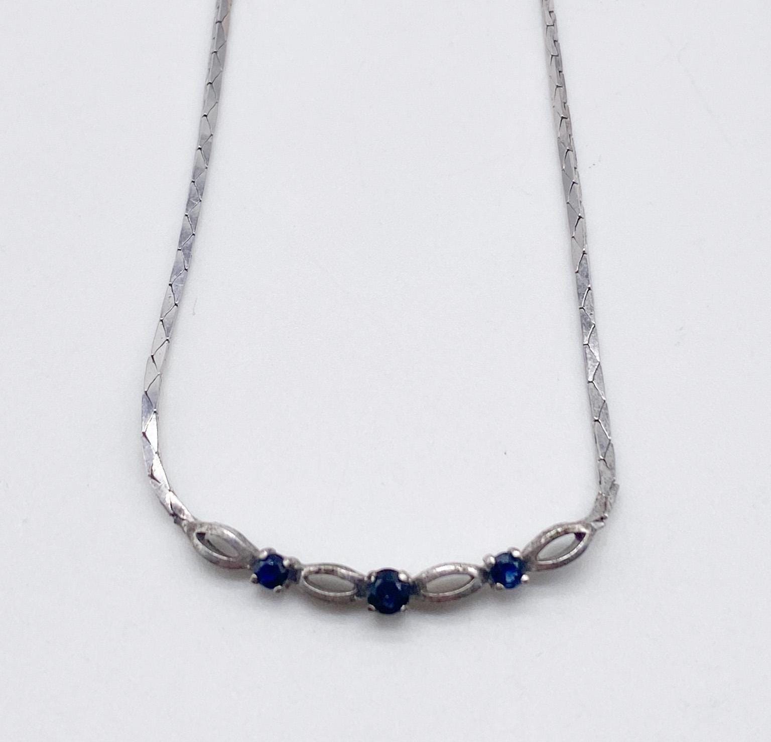 Designer 50Er Jahre Kette Mit Saphir Theodor Klotz Teka , Schmuck Deutschland, 925 Silber von MagnetBerlin