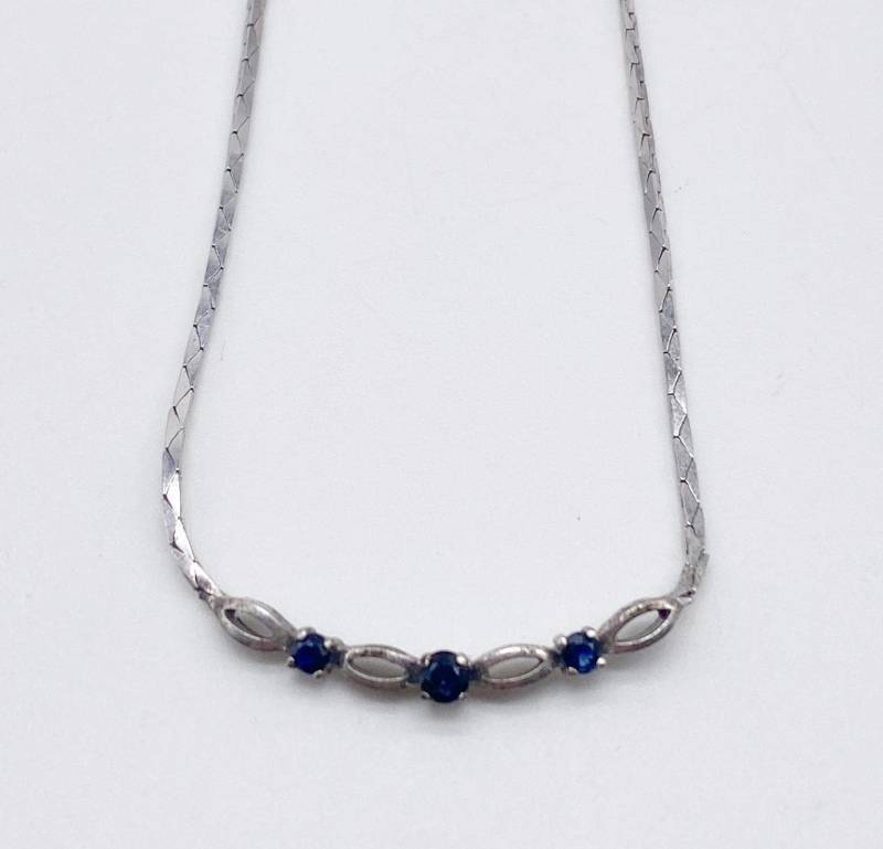 Designer 50Er Jahre Kette Mit Saphir Theodor Klotz Teka , Schmuck Deutschland, 925 Silber von MagnetBerlin