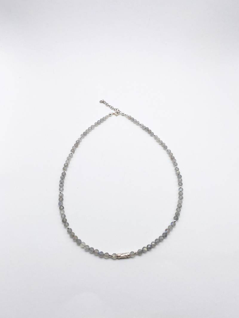 Kette Mit Labradorit Und Hämatit Steinen Neu Zusammengestellt 925 Silber Verzierung Verschluss von MagnetBerlin