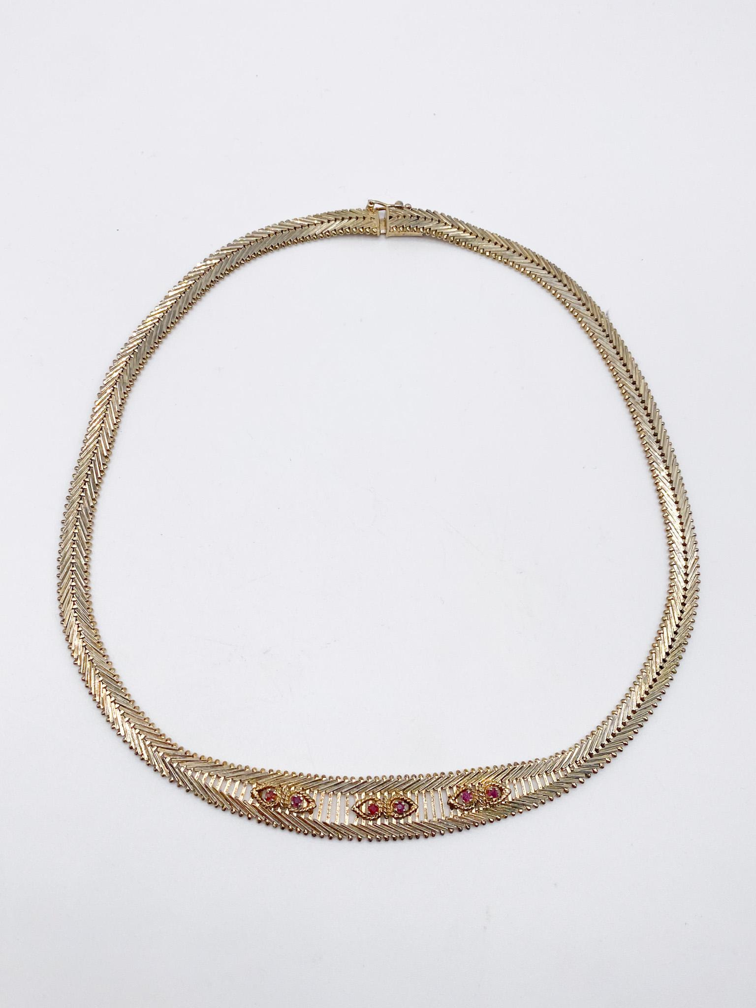 Massive 60Er Jahre Vintage Kette Aus 835 Silber Mit Rubinen von MagnetBerlin