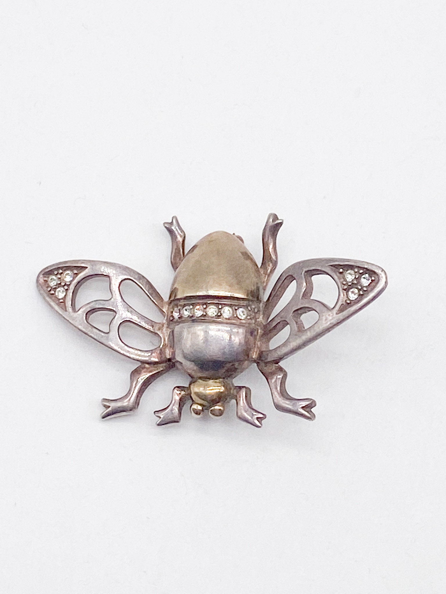 Vintage 925Er Silber Brosche Käferinsekt Mit Weißen Steinen Gold Silber Vintage 925Er Silber Brosche Käferinsekt Mit Weißen Steinen Gold Silber von MagnetBerlin