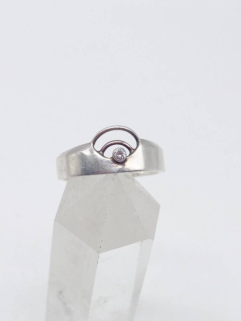 Vintage Ring 925 Silber Mit Weißem Stein Größe 56/57 - 18 Mm von MagnetBerlin