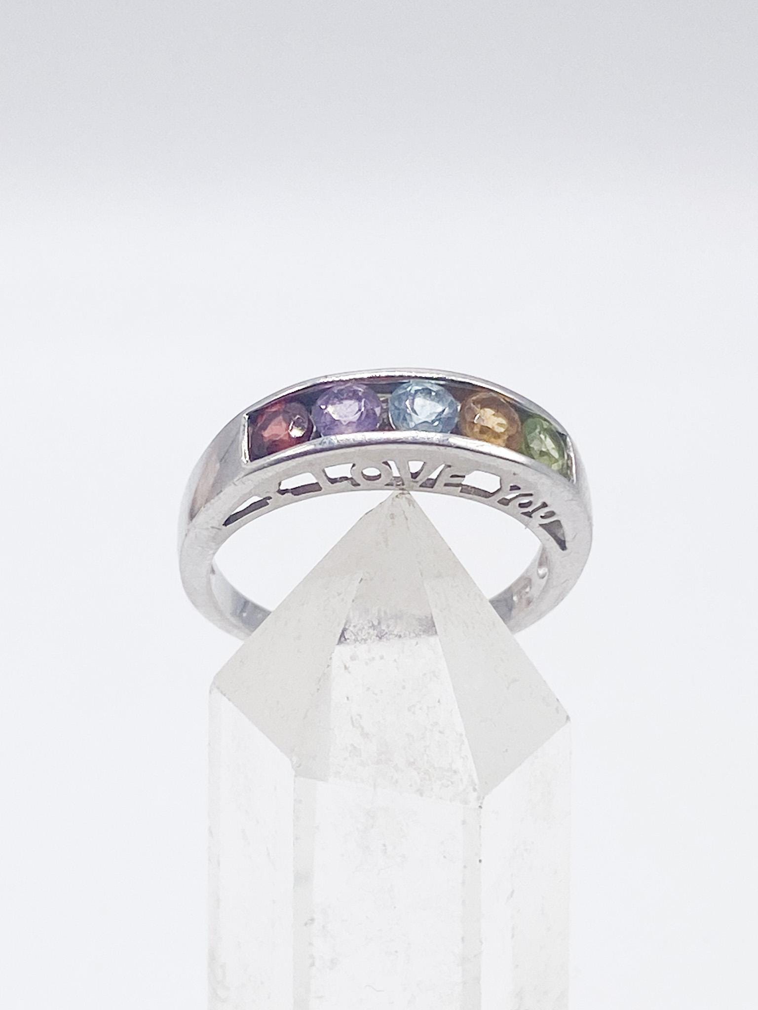 Vintage Ring Mit Amethyst, Citrin, Peridot, Aquamarin Und Granat Steinen 925 Silber Bunt Größe 57 18, 1 Mm von MagnetBerlin