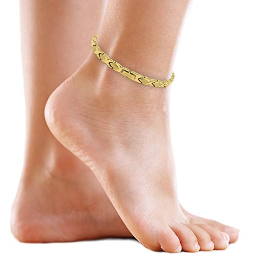 MagnetRX® Ultrastarke Magnet Fusskette für Damen - Magnetische Fußkette - Frauen Titan Magnetfusskettchen (Gold) von MagnetRX