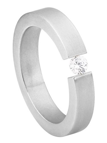 Magnetschmuck-4you Magnetring Fashion Design mit Swarovski® Solitaire Crystal 018 poliert mattiert im Schmucksäckchen 19 von Magnetschmuck-4you