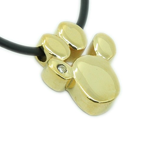 Pfote Magnet Kettenanhänger 24k vergoldet Hund Katze Tatze Bär mit Solitaire Crystal im Magnetix Design Magnetschmuck 4You # 714 gold von Magnetschmuck-4you