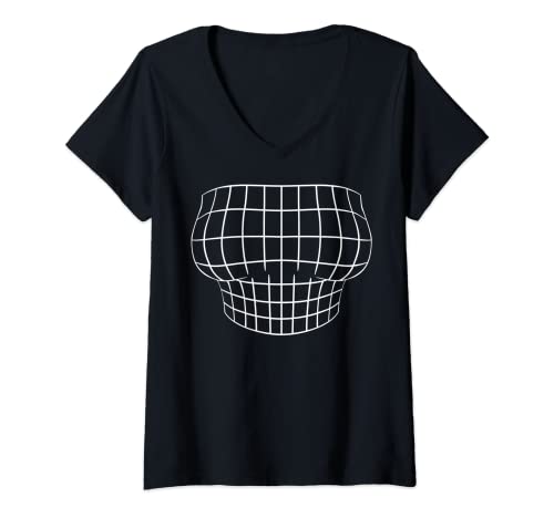 Damen Vergrößertes Brust-Optisches Täuschungsgitter – Big Boobs T-Shirt mit V-Ausschnitt Damen Vergrößertes Brust-Optisches Täuschungsgitter – Big Boobs T-Shirt mit V-Ausschnitt von Magnified Chest Optical Illusion Grid - Big Boobs