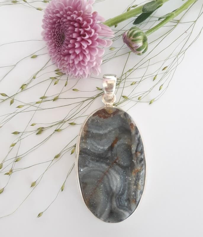 Achat Druzy Desert Silber-Anhänger Aus 925Er 50 Mm Sterlingsilber Echte Edelsteine Damen Schmuck Vinatge Heilstein Kristalldruse Zwillinge von MagnoKreativ