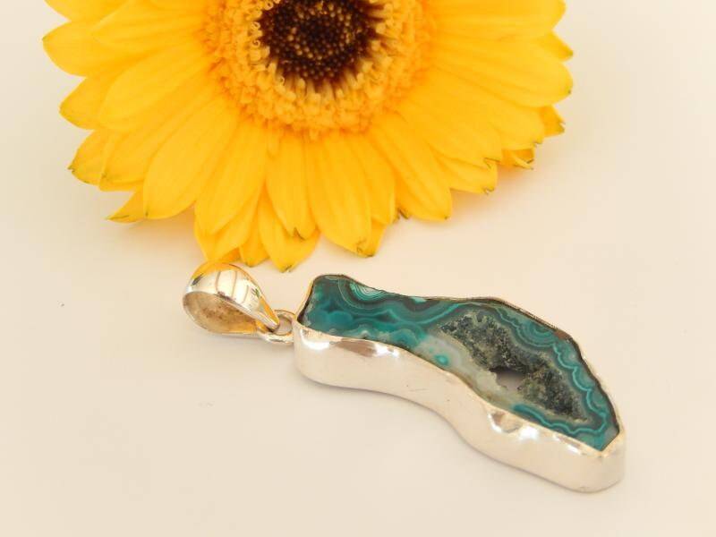 Achat Druzy Silber-Anhänger Aus 925Er Sterlingsilber 50 Mm Echte Edelstein Damen Schmuck Vinatge Heilstein Kristalldruse Zwillinge-Stein Boho von MagnoKreativ