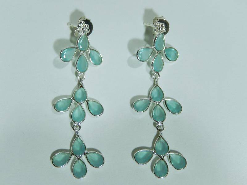 Chalcedon Ohrringe Aus 925Er Sterlingsilber in Boho Vintage Stil Tropfen Form Blau Echte Edelsteine Damen Ohrhänger Schmuck Damenohrringe Ohrstecker von MagnoKreativ