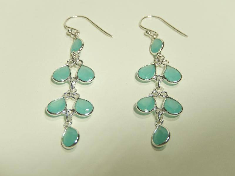 Chalcedon Ohrringe Aus 925Er Sterlingsilber in Boho Vintage Stil Tropfen Form Blau Echte Edelsteine Damen Ohrhänger Schmuck Damenohrringe von MagnoKreativ