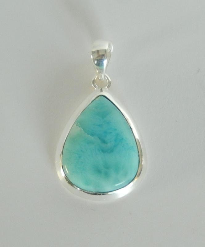 Himmelblauer Einzigartiger Larimar Cabochon Anhänger Aus 925Er Silber in Tropfen Form 38 Mm Edelstein Damenschmuck Heilstein Schmuck Unikat von MagnoKreativ