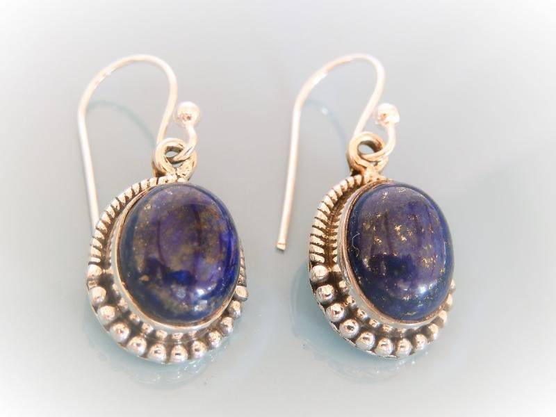 Lapislazuli Silber Ohrringe Aus 925Er Sterlingsilber Echte Edelstein Damen Ohrhänge Schmuck Oval Form Damenohrringe Lapis Blau von MagnoKreativ