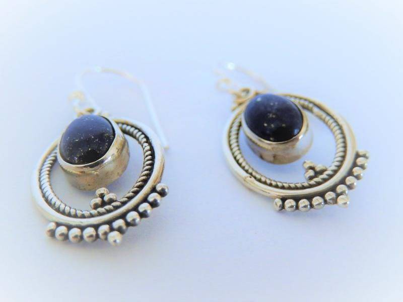 Lapislazuli Silber-Ohrringe Aus 925Er Sterlingsilber Echte Edelstein Damen Ohrhänger Schmuck Oval - Form Damenohrringe Vinatge Lapis Blau von MagnoKreativ