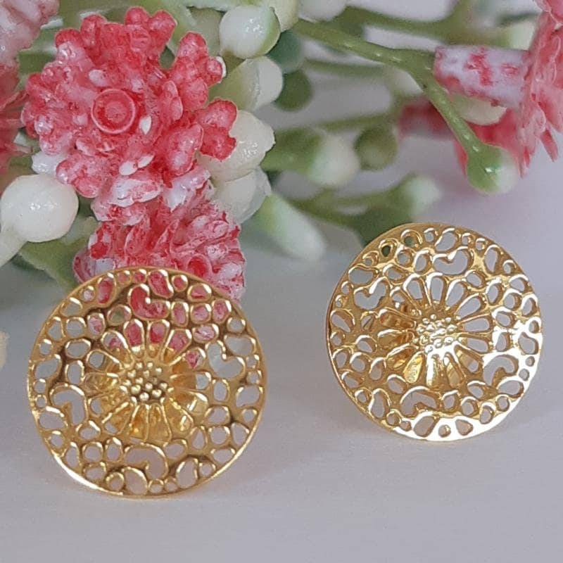 Ohrstecker Aus 925Er Sterlingsilber Vergoldet Rund Filigran Gold Damen Ohrhänger Schmuck Damenohrringe Boho Stil Extravagant Ausgefallen Modisch von MagnoKreativ