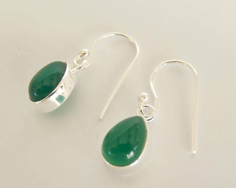 Onyx Grün Silber-Ohrringe Aus 925Er Sterlingsilber Echte Edelstein Damen Ohrhänger Schmuck Tropfen - Form Damenohrringe von MagnoKreativ