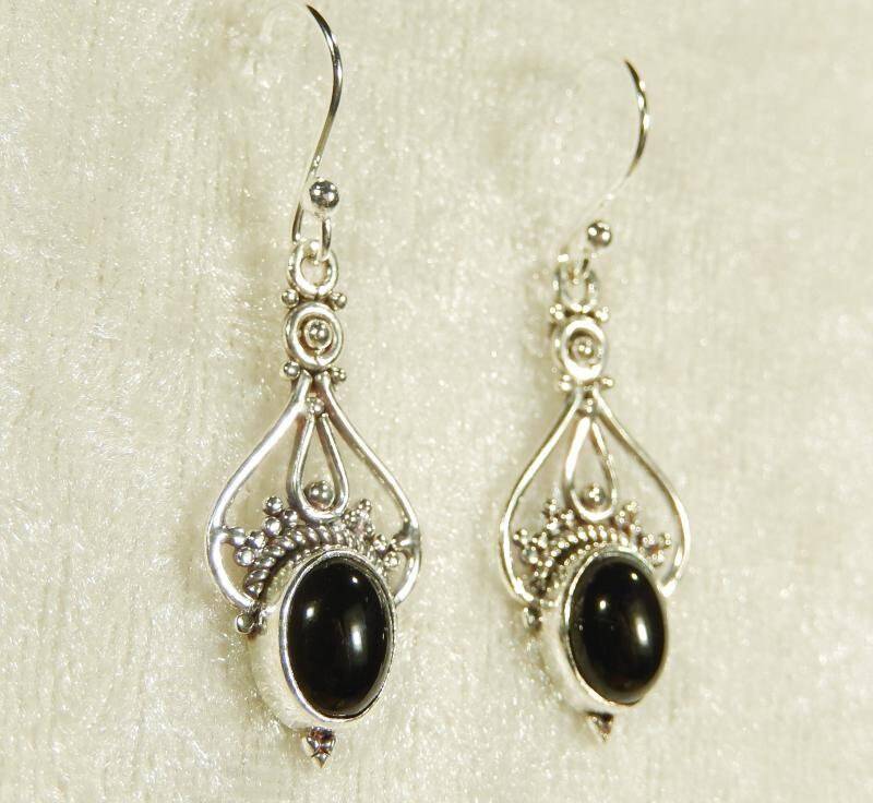 Onyx Ohrringe Aus Silber in Vintage Boho Stil. Oval Form Stein Echte Edelstein Damen Ohrhänger Schmuck Damenohrringe von MagnoKreativ