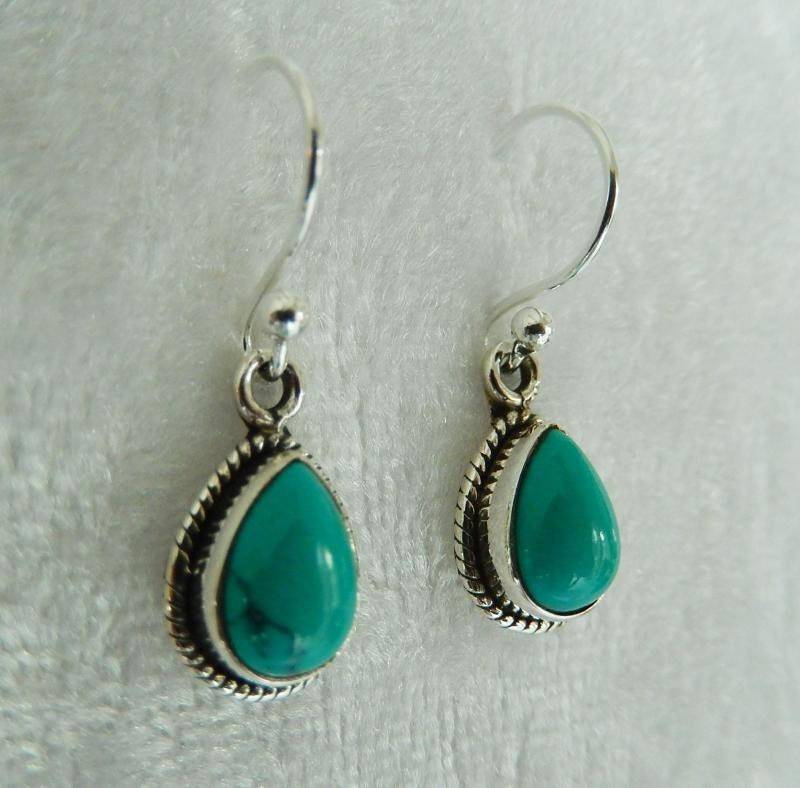 Türkis Silber-Ohrringe Aus 925Er Sterlingsilber Echte Edelstein Damen Ohrhänger Schmuck Tropfen - Form Damenohrringe von MagnoKreativ