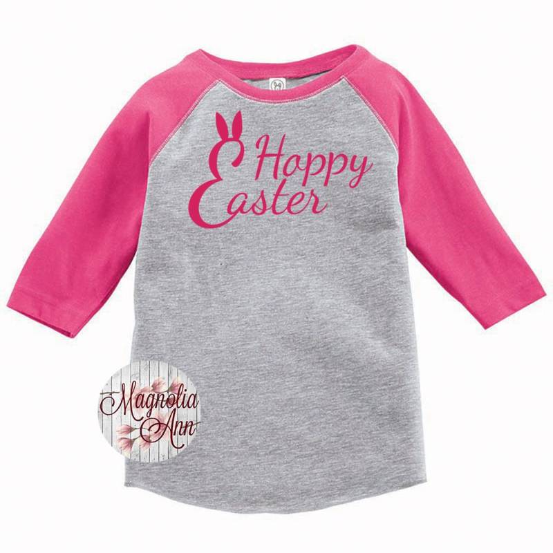 Fröhliche Ostern Shirt, Hoppy Kinder Raglan, Kleinkind Raglan von MagnoliaAnn