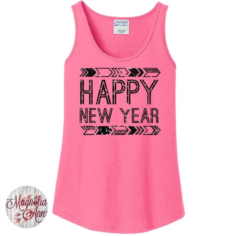 Glitter Happy New Year, Silvester, Frauen Tank Top in 6 Farben Den Größen Small-4x, Plus Size von MagnoliaAnn