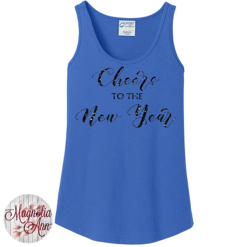 Glitzer Prost Auf Das Neue Jahr, Happy New Year, Silvester, Frauen Tank Top in 6 Farben Den Größen Small-4x, Plus Size von MagnoliaAnn