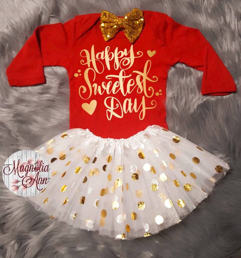 Glücklich Süßer Tag Valentinstag Outfit, Kleinkind Baby Mädchen Babys 1st Valentinstag von MagnoliaAnn