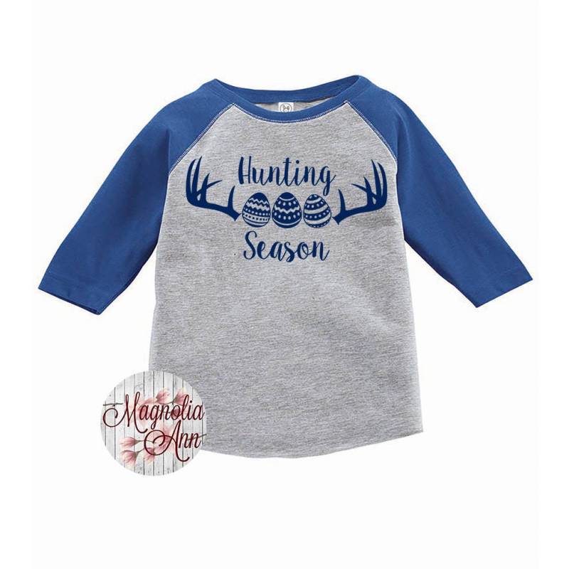 Jagd Saison Osterei Shirt, Kinder Ostern Kleinkind Eiersuche Raglan von MagnoliaAnn
