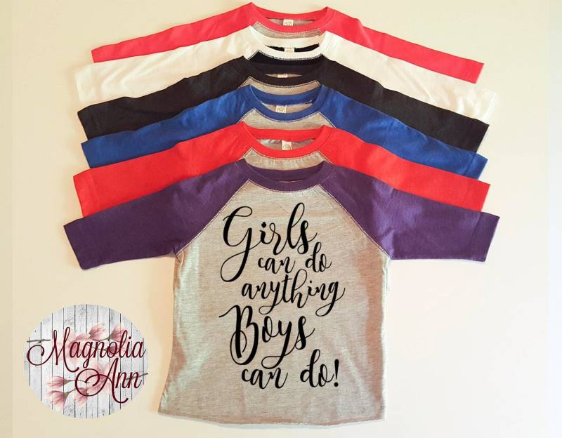 Mädchen Können Alles, Jungs Können, Gleichheit, Frauenpower, Kleinkind Baseball Raglan T-Shirt in 6 Farben Den Größen 2T-5/6 von MagnoliaAnn