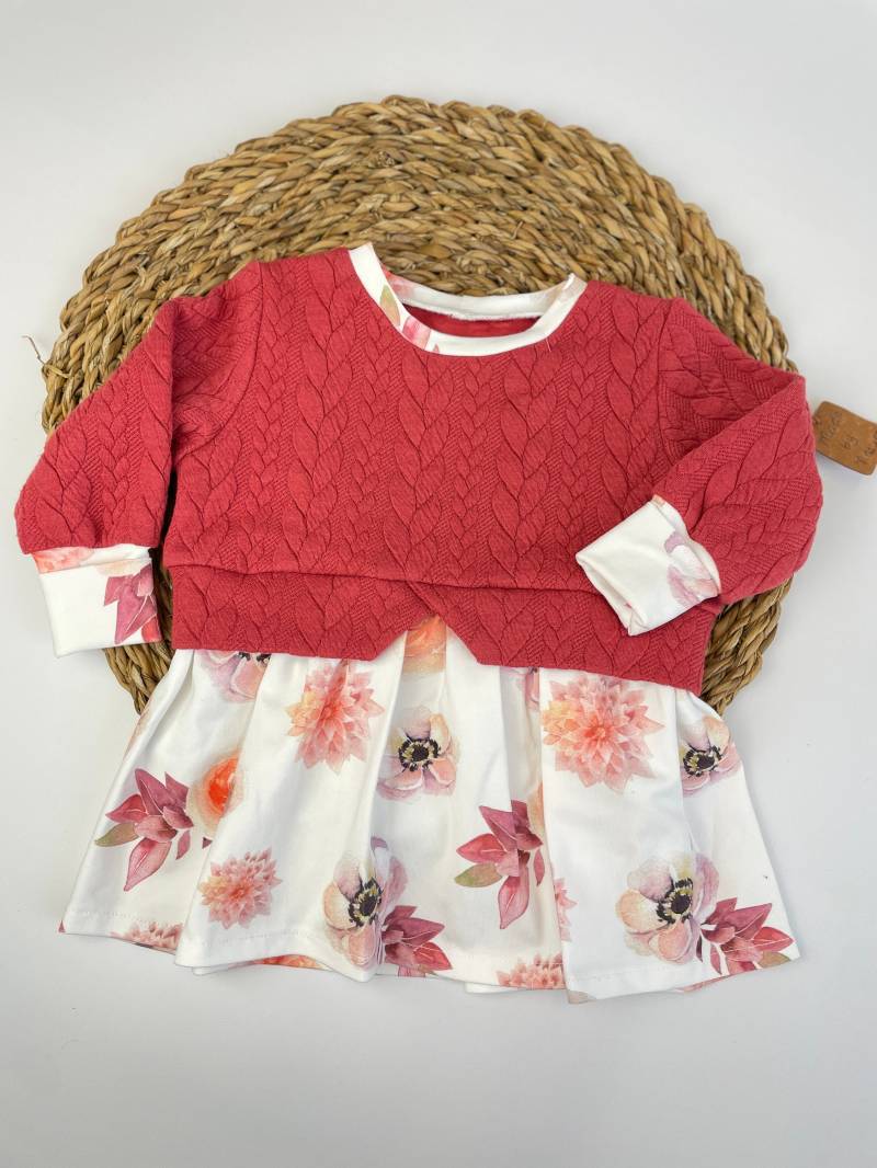 Girly Sweater 74/ Korall/Sweat/Jersey/Dahlien/Blumen/Blüten von MagnoliaCottonCraft