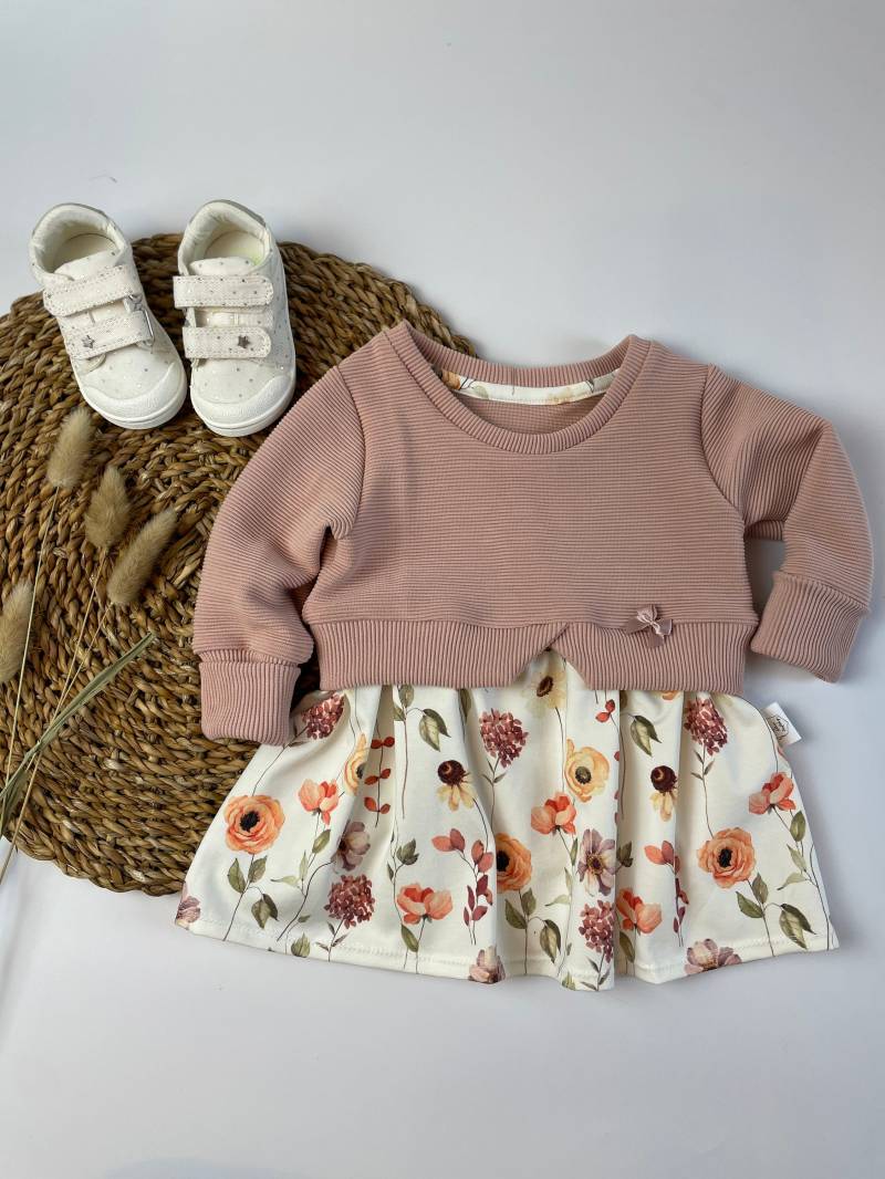 Girly Sweater 74/ Rosa/Ribjersey/Jersey/Frühling/Blumen/Blüten von MagnoliaCottonCraft