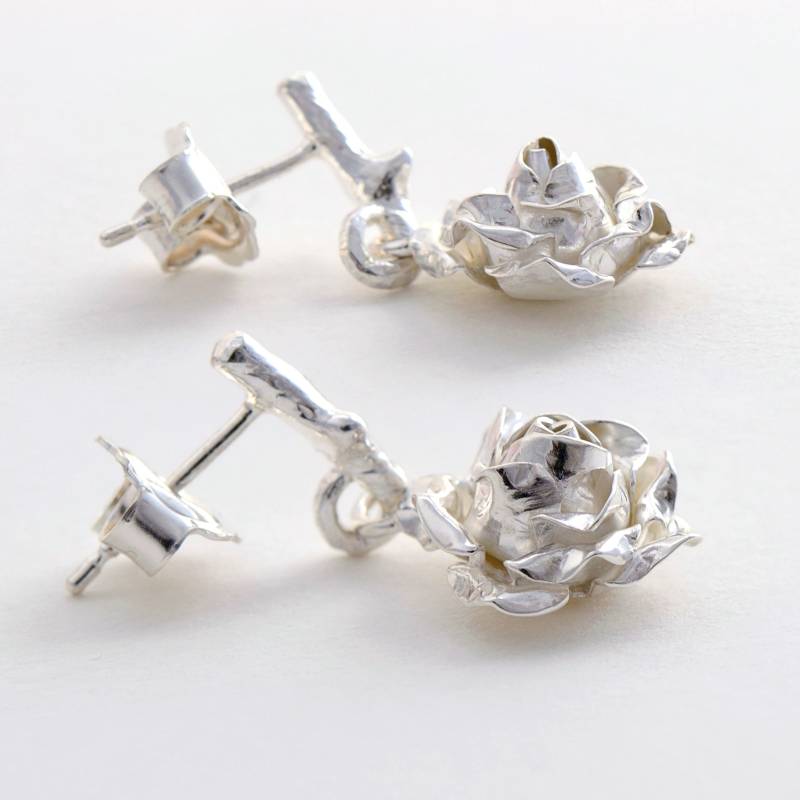 sterling Silber Rose Ohrringe Blumen Ohrstecker sterling Silber Rose Ohrringe Blumen Ohrstecker von MagnoliaJewellery