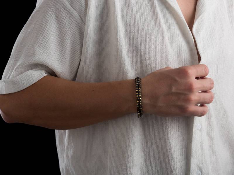 Hämatit Perlenarmband Oxidierter Sterlingsilber-Verschluss, Verstellbarer Herrenschmuck von MagnoliaMen