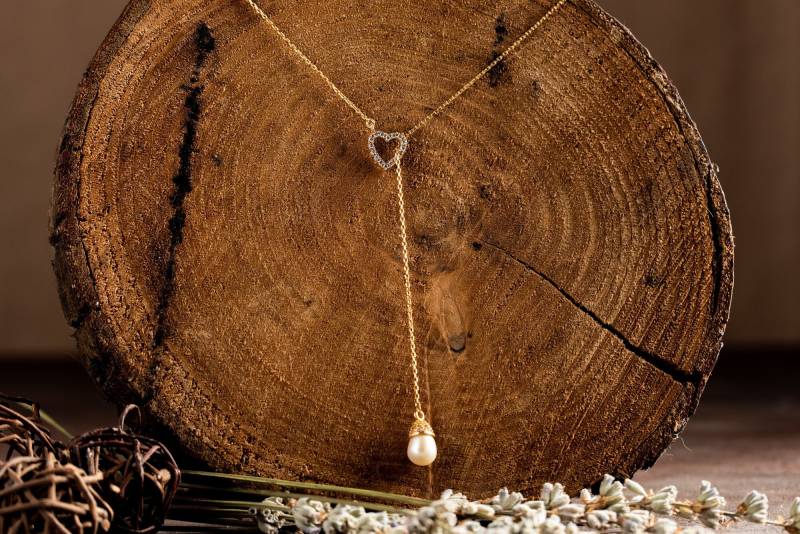 Süßwasserperlen Anhänger Halskette - Weiße Perlen Einzelne Perlenkette Silber Goldperlen von MagnoliaPersonalized