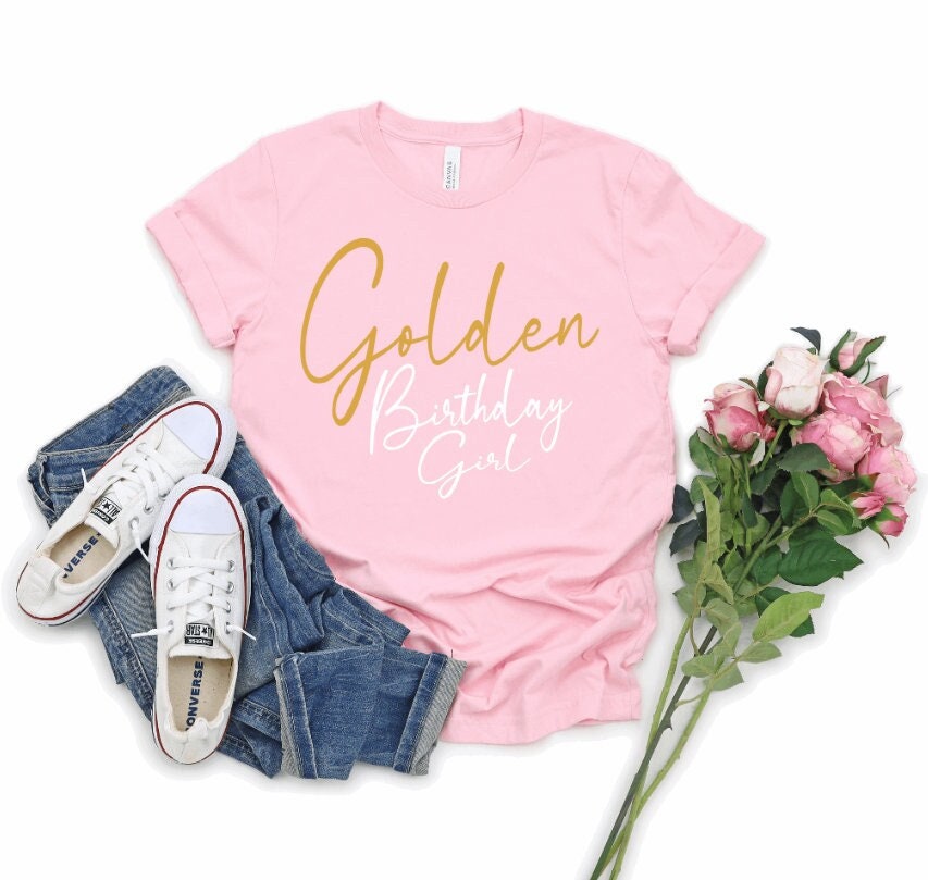 Goldener Geburtstag Mädchen Shirt - Gold Goldenes Mädchen-Geburtstags-Shirt Personalisierter von MagnoliasLane