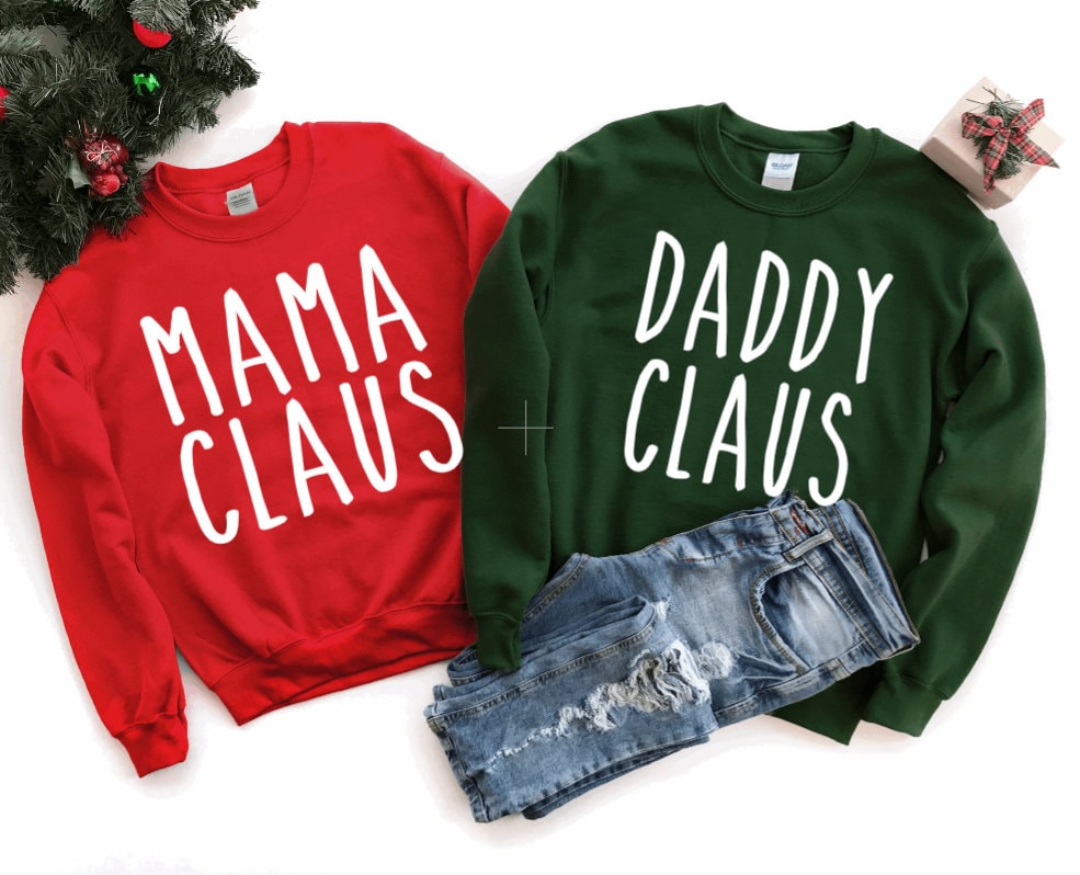 Mama Claus Daddy Sweatshirts - Familie Weihnachtshemden Passende Papa Weihnachtspyjamaoberteile von MagnoliasLane