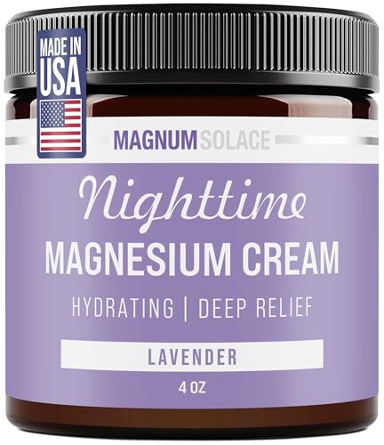 Magnesium-Lotion – Magnesiumcreme für die Nacht – auf Beine, Arme oder Brust auftragen – topisches Magnesiumchlorid – hergestellt in den USA und sicher für Kinder (Lavendel) von Magnum Solace