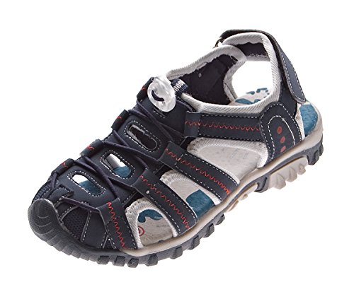 Magnus Kinder Sandalette geschlossen Gummizug Leder Innensohle Schuhe Blau Klettverschluss Gr. 33 von Magnus