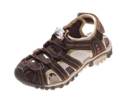 Magnus Kinder Sandalette geschlossen Gummizug Leder Innensohle Schuhe Braun Klettverschluss Gr. 31 von Magnus