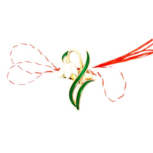 Martisoare Schneeglöckchen-Brosche – Rumänische Frühlingstradition – florale Emaille-Anstecknadel mit goldfarbenem Finish – Glücksbringer für 1. März Feier – Geschenk für Frauen & Mädchen, Different von Magpie Gems