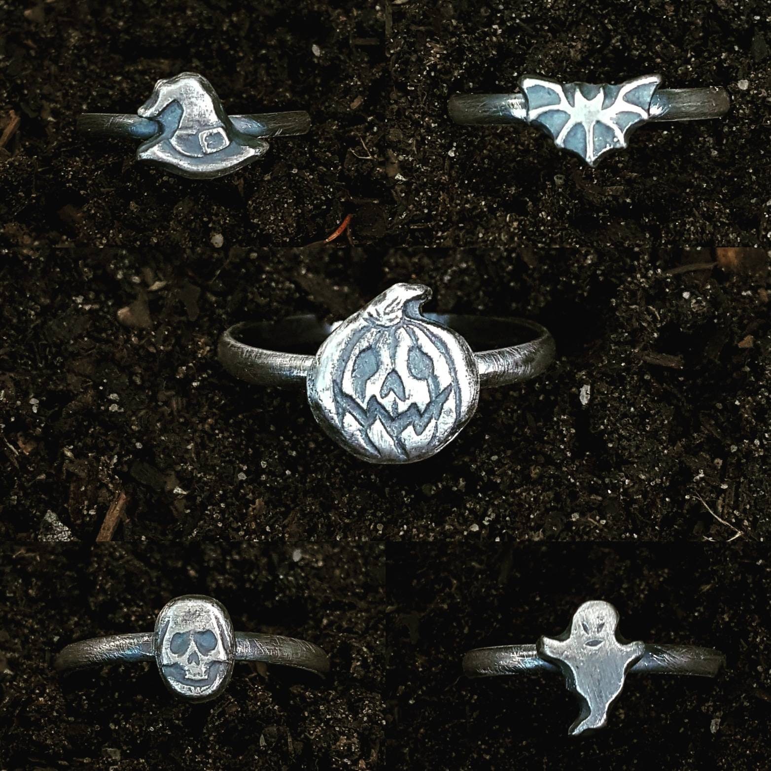 Halloween Ringe Set Kürbis, Hexenhut, Totenkopf, Gespenst, Fledermaus Halloween Ringe Set Kürbis, Hexenhut, Totenkopf, Gespenst, Fledermaus von Magpiper
