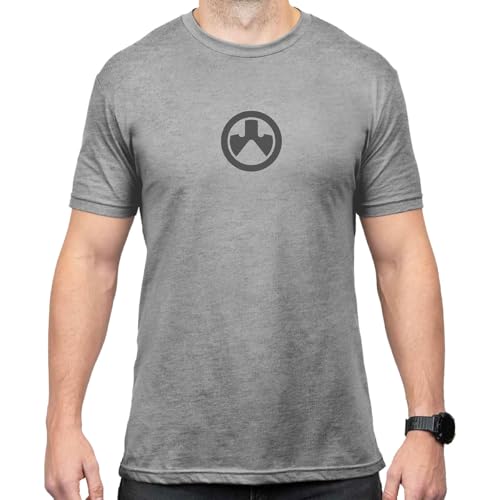 Magpul CVC Herren T-Shirt mit Rundhalsausschnitt, kurzärmelig, Icon Logo Stone Grey Heather, Klein von Magpul