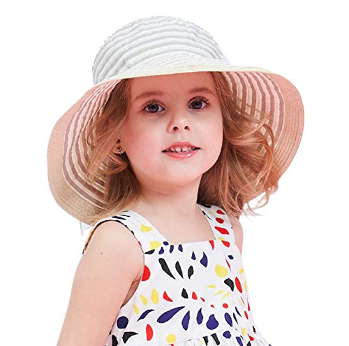 Magracy Baby Kinder Mädchen Strohhut Sommer Sonnenschutz Hut Faltbarer Strandhut Gr. XX-Large, champagnerfarben von Magracy