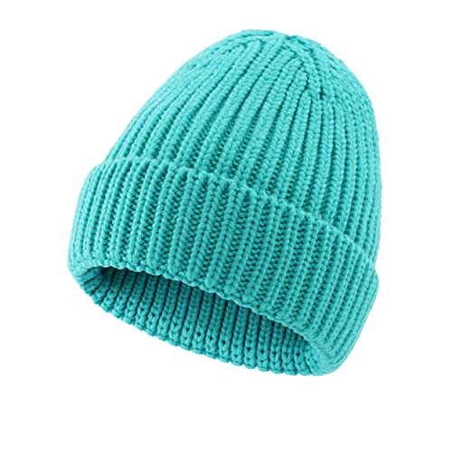 Magracy Damen Strickmütze Rippmütze Stretchy Bündchen Beanie Mütze Winter Skull Cap, blau / grün, Einheitsgröße von Magracy