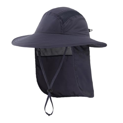 Magracy Herren UPF 50+ Sonnenhut mit Nackenschutz breite Krempe Netzstoff Safari-Hut Wandern Angeln Hut faltbar Damen Tinte von Magracy