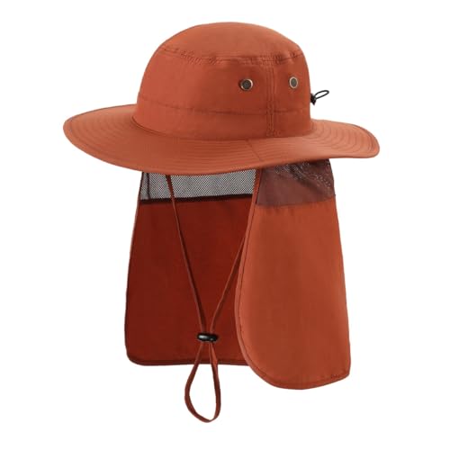 Magracy Herren UPF 50+ breiter Krempe Sonnenhut mit Nackenklappe UV-Schutz Netzstoff Safari-Hut Gartenarbeit Wandern Angelhut Braun von Magracy